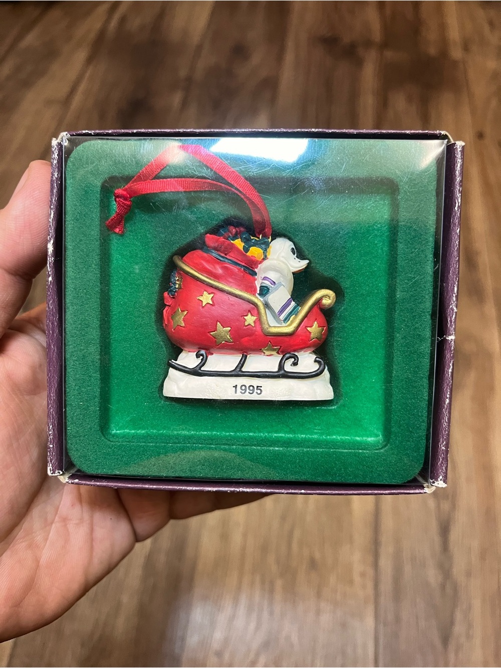 Vintage 1995 Disney Mighty Ducks Wild Wing Sleigh Christmas Ornament